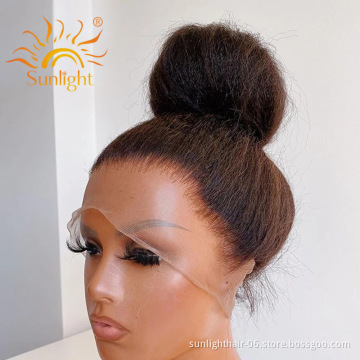 Sunlight Kinky Straight Hd Mink Virgin Brazilian Silky Curly Honey Mongolian Extensions 360 Lace Frontal Wig With Baby Hair